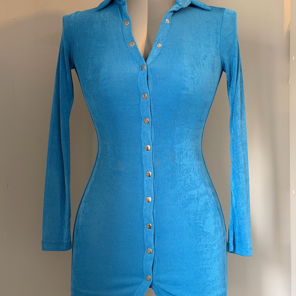 Princess Polly Bright Blue Long Sleeve Mini Dress